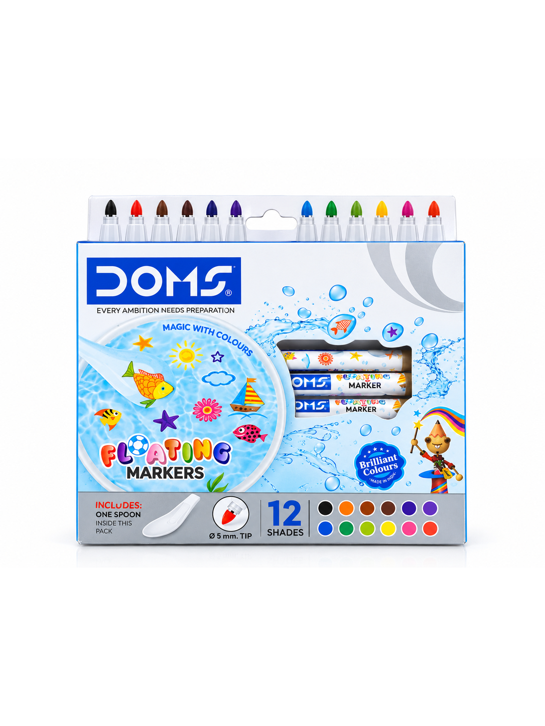 Doms Floating Markers 12 Assorted Shades with Ceramic Spoon